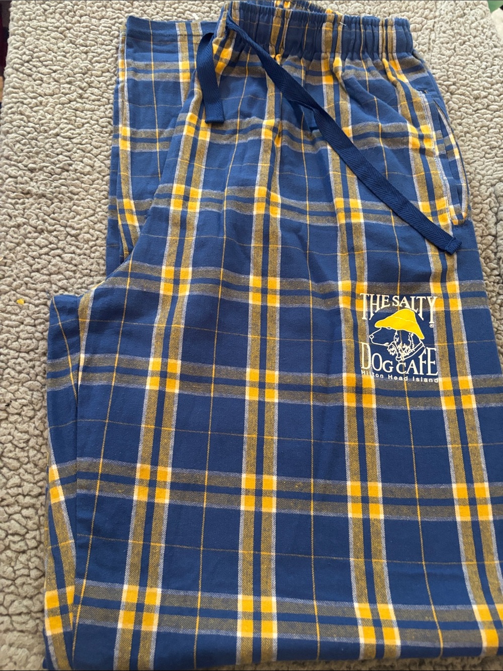 NWOT Boxercraft flannel Salty Dog Blue & Yellow Plaid Pajama Pants -